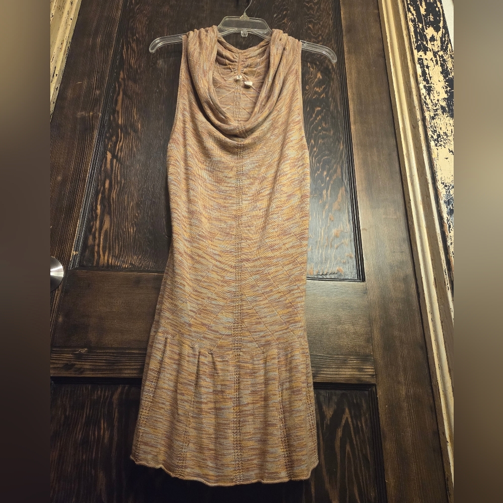 *Anthropolohie* Moth Cowl Neck Sleeveless Knit Earth Tone Sweater Dress - Picture 3 of 13
